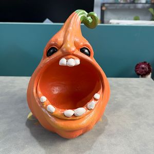 Suministro de fábrica: Bandeja de almacenamiento de calabaza con diseño de grimace espeluznante, organizador de llaves y monedas para entrada de Halloween, adorno decorativo de resina para escritorio, regalos - Product Image 5