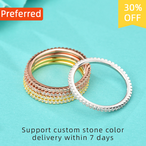 Bague d'éternité empilable de luxe en argent sterling 925 <span class=keywords><strong>GR13</strong></span>, sertie de diamants et de zircons, pour fiançailles et mariage, bijoux fins pour femmes - Product Image 1