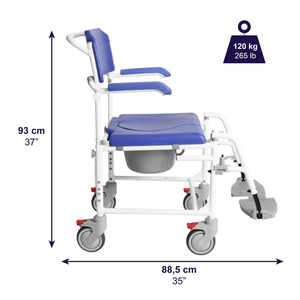 <b>Shower</b> <b>Chair</b> with Wheels for Seniors, Wheelchair with Commode, Blue Bath <b>Chair</b> KMINA K30014 - Product Image 1