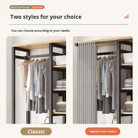 Armoire en Tissu Robuste à Cadre en Acier Durable et Montage Simple pour Chambre à Coucher