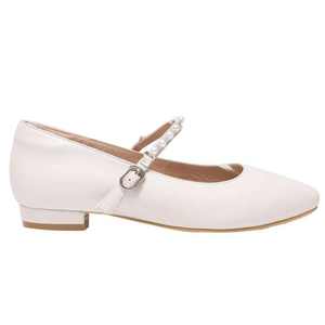 <b>White</b> Sheepskin Square Toe Elastic Band Closure Padded <b>Heel</b> Lining All Seasons Loafers for Women - Product Image 2