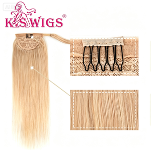 Extensiones de Cabello Humano Liso Envolvente para Cola de Caballo, Cabello Remy Virgen con Cutícula, 12-40 Pulgadas, 80-100g, con Clip, Peine y Cinta Mágica para el Cabello - Product Image 2