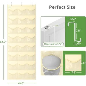 Baseball Hat Rack 24 Pockets <b>Over</b> <b>the</b> <b>Door</b> Organizer Clear Deep Pockets Foldable Design PVC Material for Hat Storage Display - Product Image 2