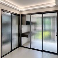 Perfil de Acero Inoxidable Ultra Estrecho de Tres Eslabones para Puerta Corredera, Resistente al Viento, para División Interior de Hoteles y Villas