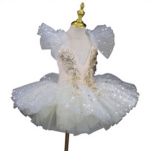 Robe de tutu de ballet pour enfants professionnelle à paillettes, costume de danse à paillettes pour filles, justaucorps - Product Image 3