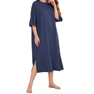 Ventes en gros de robes pour femmes personnalisées OEM, robes simples décontractées pour la maison, robes mi-longues amples et confortables pour le printemps et l'été - Product Image 1