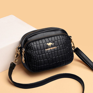 New Small <b>Square</b> Lattice Bag Pu Solid Zipper Fashion Single Shoulder Messenger Bag With Strap Ladies Handbag - Product Image 1