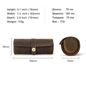 Wholesale Travel <b>Watch</b> Pouch Genuine Leather Quality Round 3 Slots Travel <b>Watch</b> Holder <b>Watch</b> Display <b>Cases</b> Roll Pouch - Product Image 6