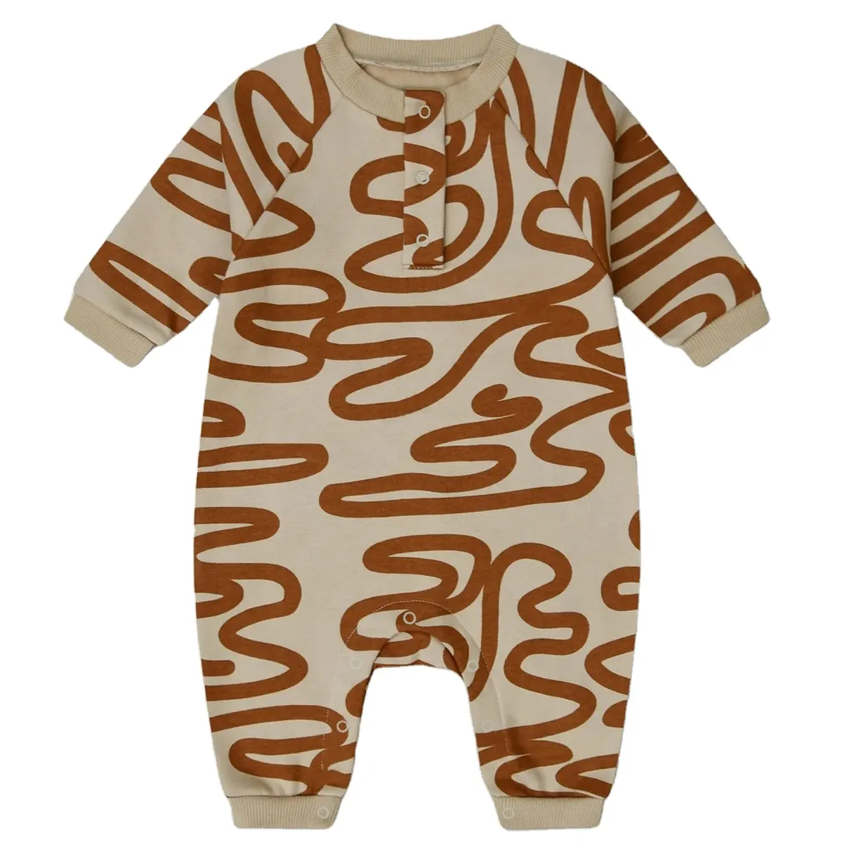 2024 nouvel an bébé vêtements ramper costume peinture en trois dimensions brun résistant aux taches impression explosif onesie out wear