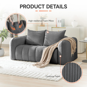 Muebles de Alquiler para Compras en el Extranjero, Alibaba, Fabricación Fina, Sofá de Dos Plazas Tapizado en Terciopelo Gris Cuadrado, Muestra - Product Image 2
