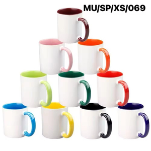 Mug à café/thé en céramique de 11 oz, blanc, avec revêtement pour sublimation, poignée et intérieur colorés / Personnalisation acceptée - Product Image 6