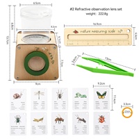 Kit scientifique en bois pour l'exploration des insectes et des plantes en extérieur : Jumelles réfractrices et loupes éducatives Modèle PTZ2501