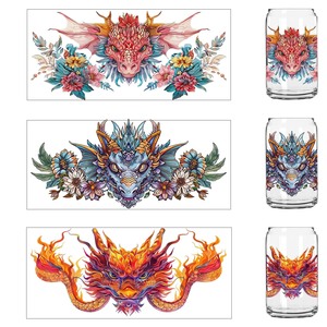 Envolturas UV DTF <span class=keywords><strong>de</strong></span> Dragón, Envolturas Personalizadas con Logotipo <span class=keywords><strong>de</strong></span> Terror, Transferencias UV DTF para Tazas, Adhesivos para Tazas con Transferencia UV - Product Image 1