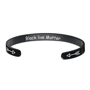 personalizado grabado Negro Vive materia/No puedo aliento de la pulsera del brazalete del acero inoxidable - Product Image 1