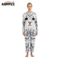 AIMINYZ de alta calidad de animales de invierno pijamas de franela de adulto Onesie pijamas de dibujos animados para las mujeres ropa de dormir Sudadera con capucha Unisex 3D poliéster
