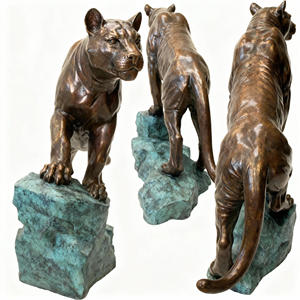 Statue de <span class=keywords><strong>cougar</strong></span> sur pierre, grandeur nature, en bronze coulé à la cire perdue, style antique religieux traditionnel, Feng Shui, pour l'extérieur - Product Image 5
