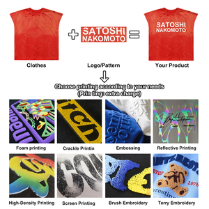 T-Shirt Senza Maniche Vintage Effetto Consumato, Cotone Lavato Streetwear con Stampa Digitale, Personalizzabile all'Ingrosso - Product Image 5