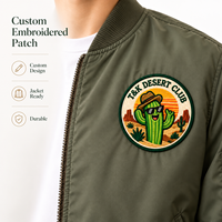 Patchs personnalisés à coudre ou thermocollants motif cactus du désert pour vestes bomber et vêtements