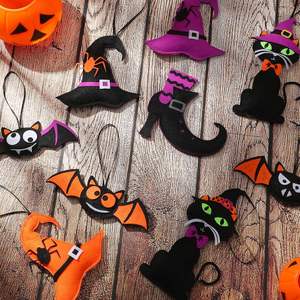 12 piezas de adornos colgantes de fieltro de Halloween, decoración colgante de puerta de fieltro de Feliz Halloween para decoración de fiesta de Halloween - Product Image 3