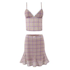 Conjunto de Camisola de Encaje Tejido sin Espalda y Falda con Volantes para Mujer ZA, Nueva Moda Primavera 2026, Estampado Digital, Uso Diario - Product Image 1