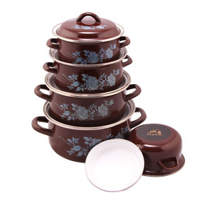 鋳鉄トルコエナメルキャセロール調理器具セット5個フライパンステンレス鋼持続可能なガラス金属キッチン調理鍋 - Product Image 3