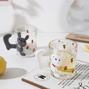 Taza <span class=keywords><strong>de</strong></span> Café <span class=keywords><strong>de</strong></span> Vidrio Moderna con Relieve Pintado a Mano, Diseño <span class=keywords><strong>de</strong></span> Conejo Adorable, Ecológica, Apta para Microondas, para Bebidas Frías, Regalo <span class=keywords><strong>de</strong></span> Boda para Parejas, para <span class=keywords><strong>Biblioteca</strong></span> - Product Image 3