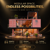 Maison préfabriquée de luxe à 2 étages, bureau modulaire, café avec mur-rideau en verre, terrasse sur le toit, personnalisable