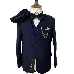 C0015 <span class=keywords><strong>Costume</strong></span> 3 pièces formel pour bébés garçons à un bouton Blazer pour enfants Ensemble de vestes Gilet solide Colar Pant Coat Design for Bay Wedding Gift - Product Image 2