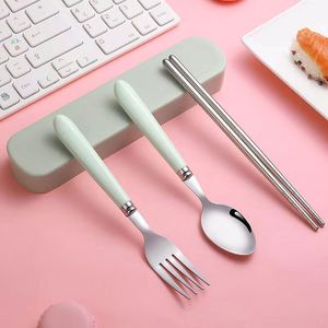 ชุดช้อนส้อมตะเกียบสแตนเลสแบบพกพาสำหรับเดินทางและตั้งแคมป์กลางแจ้ง - Product Image 4