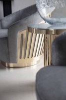 Fauteuil de salon en tissu et métal de conception italienne, moderne et confortable
