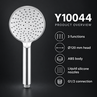 Pommeau de douche à main ABS 3 fonctions 120 mm avec buses en silicone Y10044