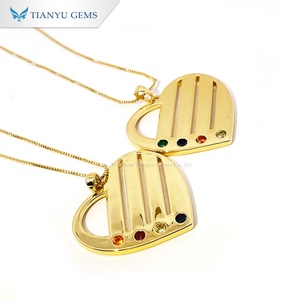 Collar con colgante en forma de corazón chapado en oro Tianyu, con piedras preciosas de colores, joyería de moda para mujer - Product Image 2