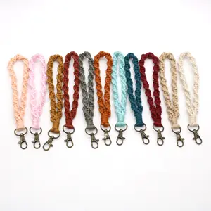 Portachiavi con fiocco intrecciato a corda colorata accessori artigianali per portachiavi in cotone Boho in macramè portachiavi da polso alla rinfusa regalo