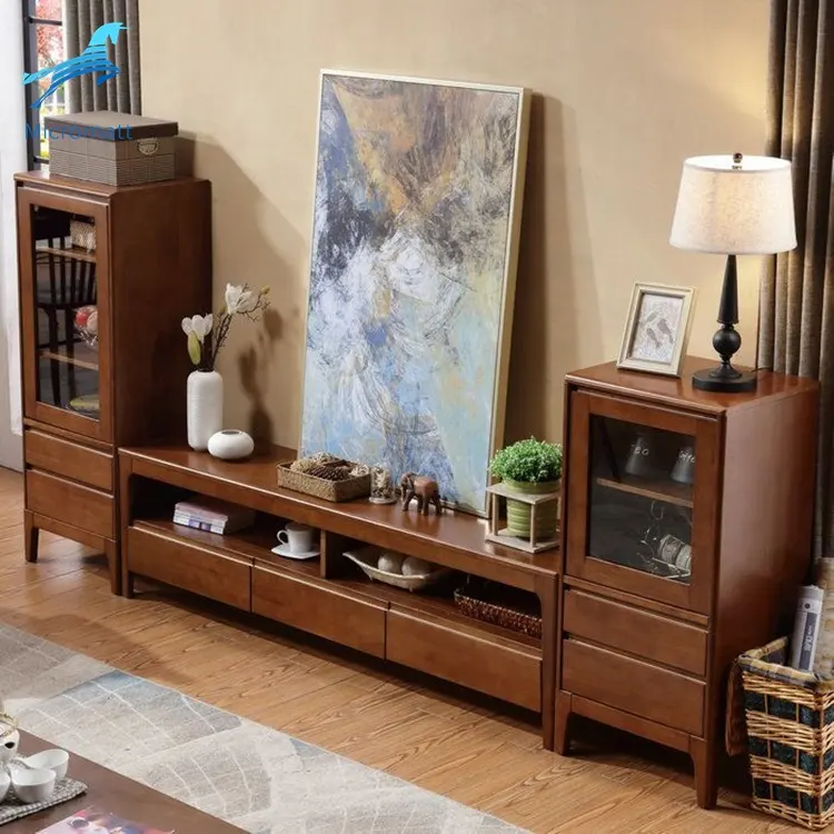 Оптовая продажа 2020, новая стильная мебель для гостиной, настраиваемый прямоугольный ТВ-шкаф коричневого цвета из массива дерева