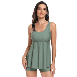 Tankini tendance pour femmes aux couleurs vives avec jupe évasée et design minimaliste pour un style de vie moderne - Product Image 6