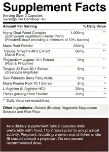 ODM Horny Goat Weed Maca Root Tribulus Terrestris Capsules Mélange Herbal pour l'Énergie, l'Endurance, le Renforcement Musculaire, Suppléments Masculins - Product Image 4