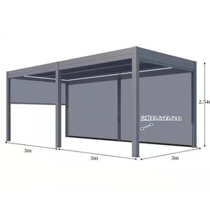 Pérgola Moderna de Aluminio Hesswei 3x3m con Techo de Láminas Eléctricas, Gazebo para Jardín Exterior - Product Image 2