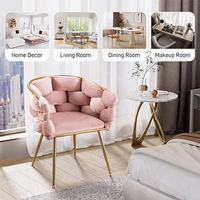 Fauteuil d'appoint en velours rose de style scandinave avec pieds en métal doré Chaise de canapé simple pour chambre et salon Maquillage