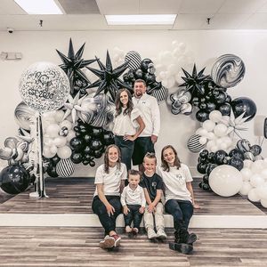 Black and White Ball Arch Set <strong>Exploding</strong> Star Black and White Striped 4D Agate Aluminum Film <strong>Balloon</strong> - Product Image 5