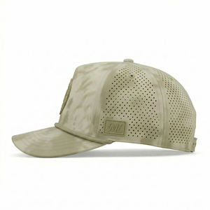 Casquette de baseball classique de performance imperméable à 5 panneaux avec motif camouflage personnalisé, casquette de <span class=keywords><strong>golf</strong></span> à corde, casquette trucker à calotte haute avec logo en patch PVC - Product Image 3