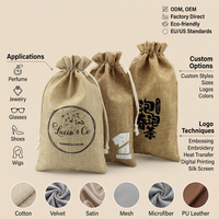 Sacs en jute naturel personnalisés avec logo imprimé, grands sacs à cordon pour cadeaux de Noël, sacs réutilisables en chanvre et en toile de jute pour le café