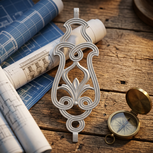 Modern <b>Decorative</b> Architectural Ornamental Wrought Iron Rosettes Cast <b>Panels</b> Powder Coated Height 20 Width 7 Industrial Grade - Product Image 1
