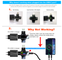 Testeur USB PD 12-en-1 couleur, voltmètre numérique DC, ampèremètre de type C, détecteur de courant et de tension pour réparation de téléphones