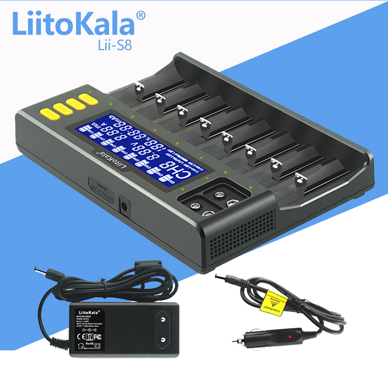 LiitoKala Lii-S8 充電器 Li-ion 3.7V/NiMH 1.2V対応 AA/AAA 18650用