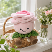Peluche rose mignonne en forme de rose, fleur brodée en polyester et coton PP, cadeau d'anniversaire