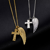 Collier avec pendentif en forme d'ailes d'ange en acier inoxydable pour bijoux de mode