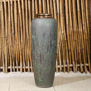 Jarrón de porcelana Vintage Art Deco, jarrón grande de cerámica <span class=keywords><strong>para</strong></span> suelo con anillo de cobre <span class=keywords><strong>para</strong></span> decoración del hogar <span class=keywords><strong>para</strong></span> sala de estar o patio - Product Image 4