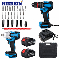 HIERKIN – Ensemble d'outils sans fil à batterie, perceuse à percussion sans fil, coffret d'outils électriques