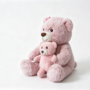 Customized Mom and Baby Pink Teddy Bear <b>Plush</b> Set, <b>Large</b> Mommy Bear with Hair Bow Holding Mini Cub Bear - Product Image 6