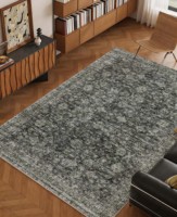 Tapis YOHD à motif floral persan en polyester, à poils ras, fabriqué à la machine, résistant à l'usure, lavable, antidérapant, résistant aux taches, écologique, pour le voyage